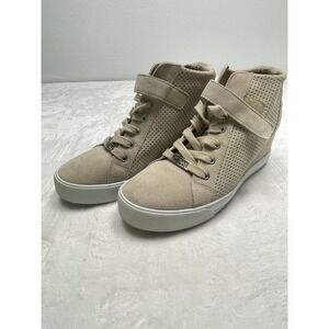 Guess Suede Lace Up Ankle Shoes Womens Size 10M Tan Strap